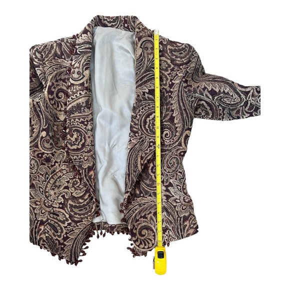 Upholstery Women’s Jacket Size S/M Statement Classy Brown With Beads - Picture 10 of 11